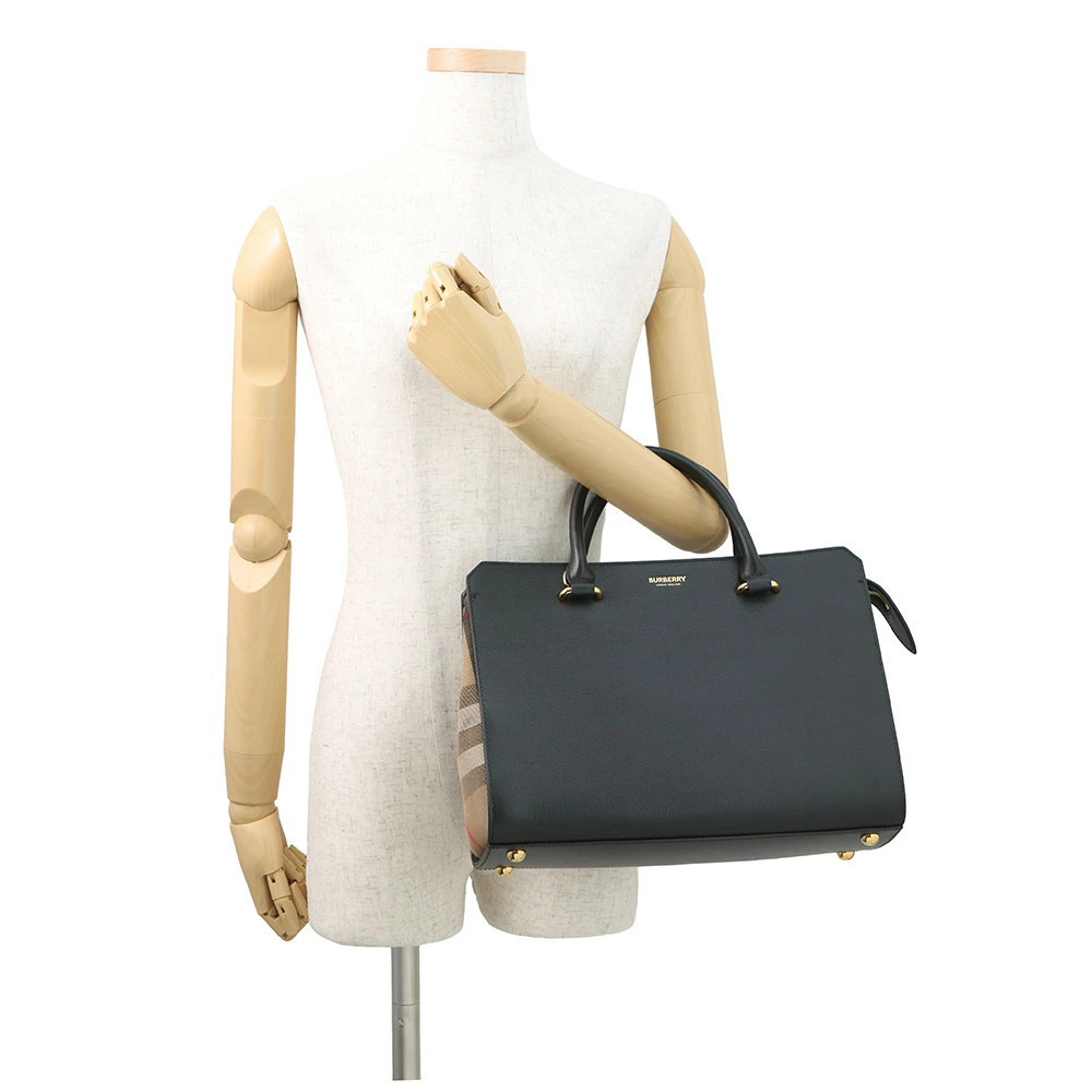 Burberry handbag side check Banwell leather canvas black bag - Picture 5 of 12